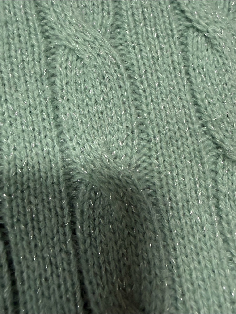 Vineyard Vines Cashmere Cable Shine Crewneck Sweater in Mist Green Size: S - Picture 5 of 5